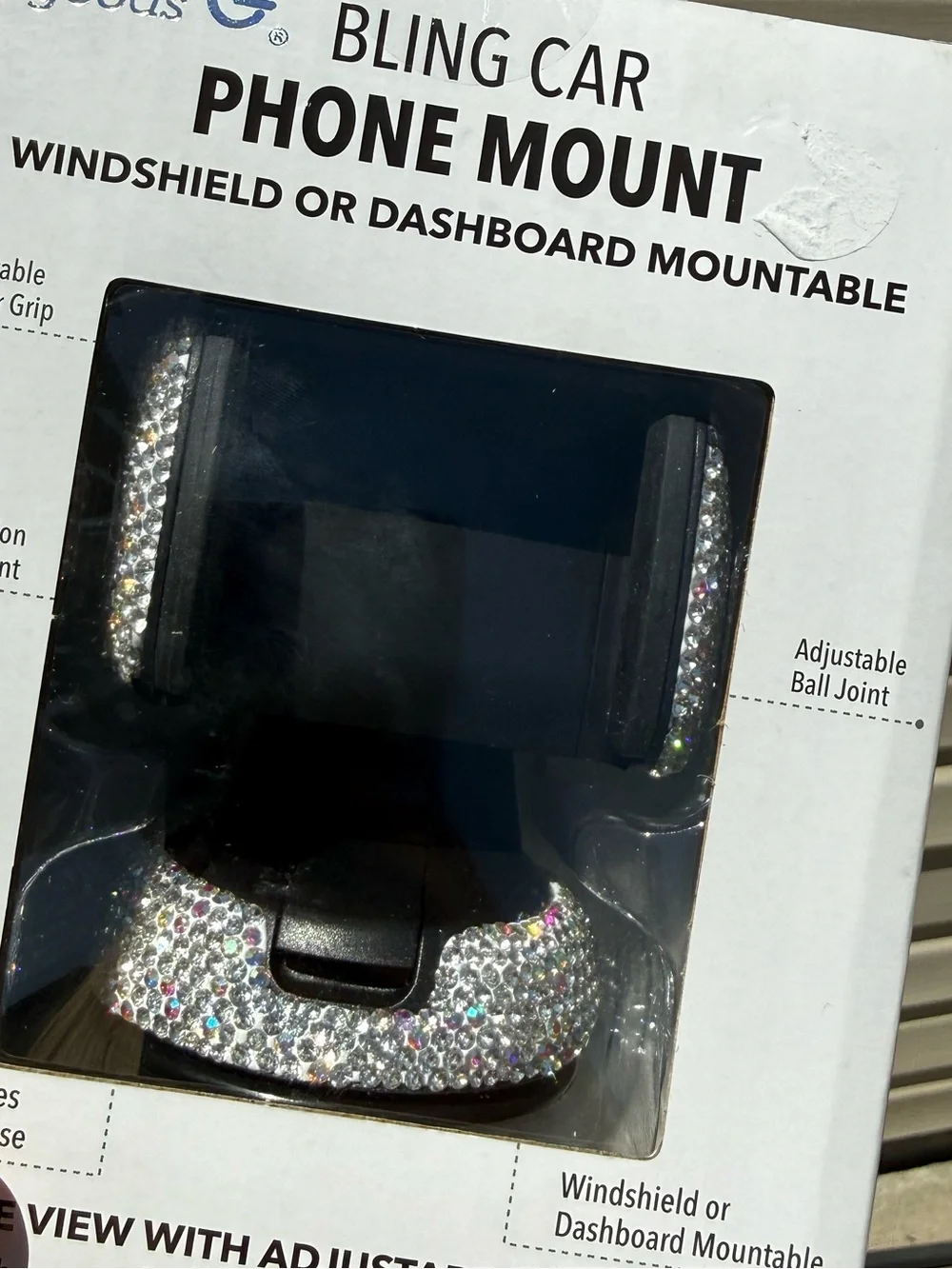 Sparkling Rhinestone Car Phone Holder Mount for Women Bling Dashboard Windshield